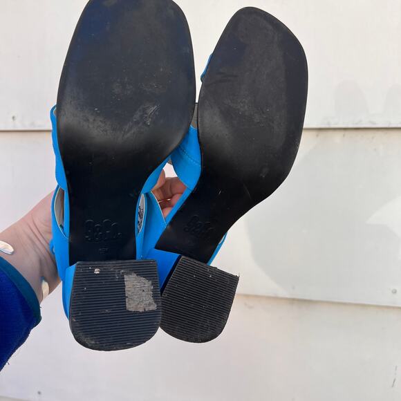 Vintage 90s Y2K 9&CO blue chunk geometric strappy chunky heels - Picture 4 of 6